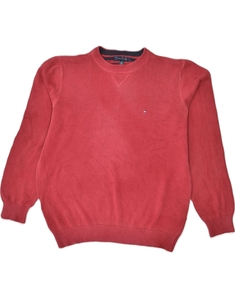 TOMMY HILFIGER Mens Crew Neck Jumper Sweater Large Red Cotton | Vintage Tommy Hilfiger | Thrift | Second-Hand Tommy Hilfiger | Used Clothing | Messina Hembry 