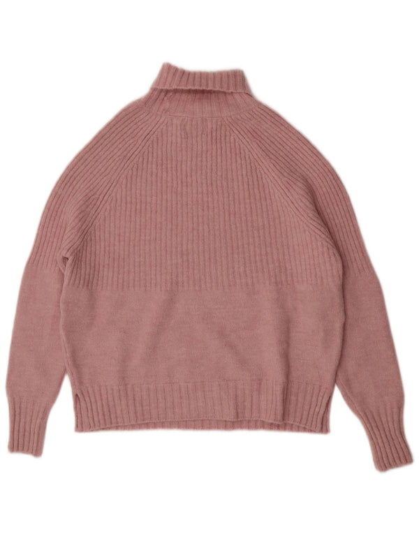 Superdry Womens Relaxed Fit Roll Neck Jumper Sweater UK 10 Small Pink
