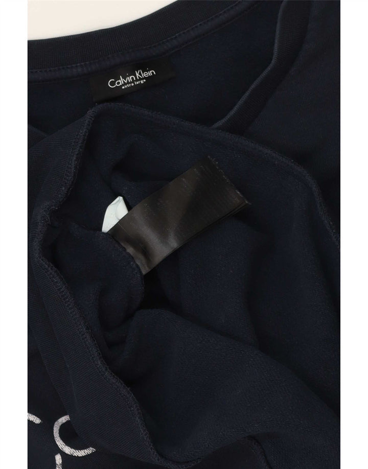 Calvin Klein Mens Graphic Sweatshirt Jumper XL Navy Blue Cotton