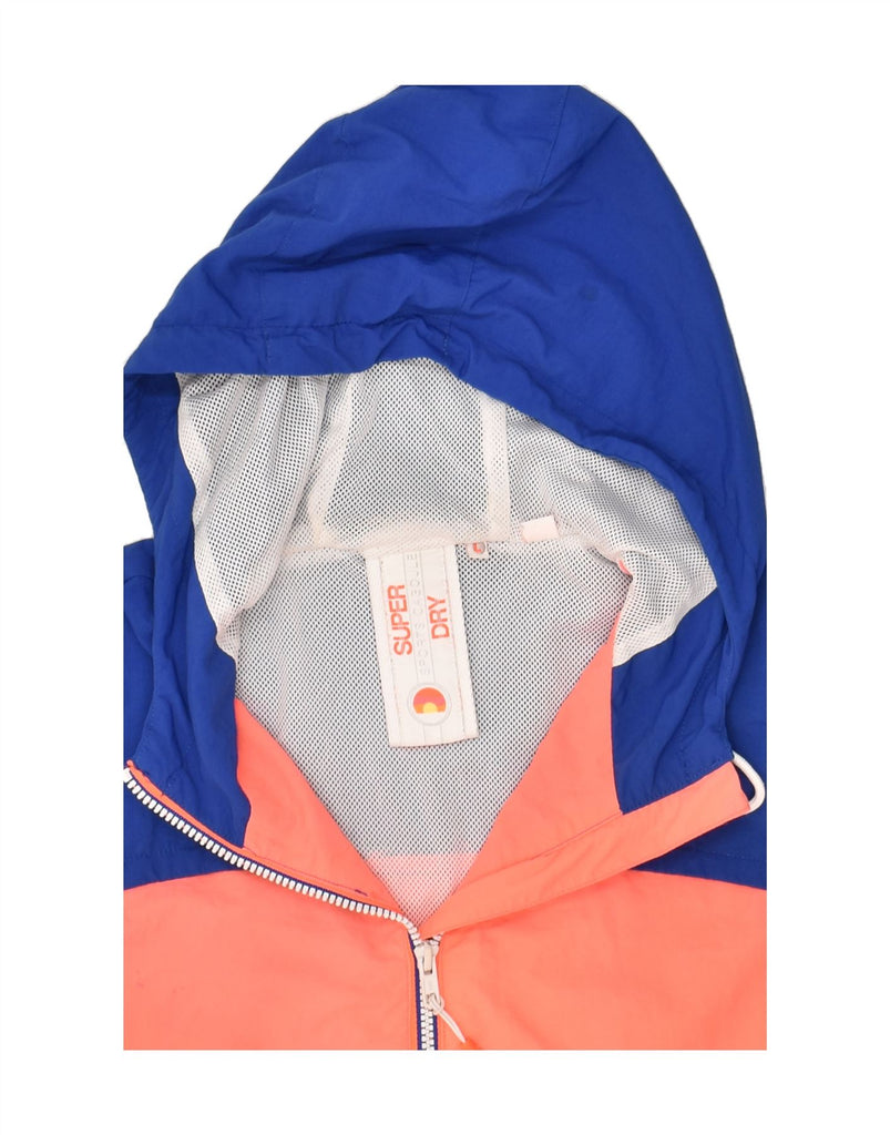 SUPERDRY Womens Hooded Rain Jacket UK 14 Large Orange Colourblock | Vintage Superdry | Thrift | Second-Hand Superdry | Used Clothing | Messina Hembry 