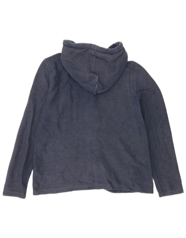FAT FACE Womens Hooded Cardigan Sweater UK 14 Large Navy Blue Cotton