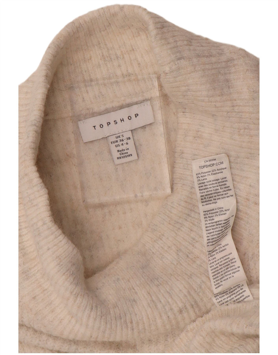 Topshop Womens Jumper Dress UK 10 Small White Polyester