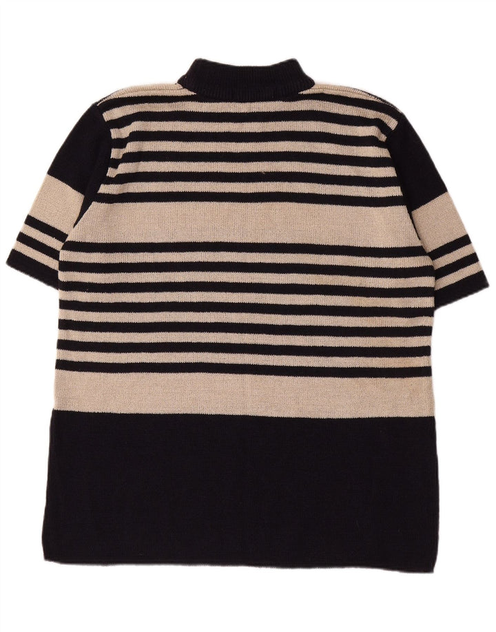 ST. BERNARD Womens Turtle Neck Jumper Sweater UK 14/16 Large Black Striped