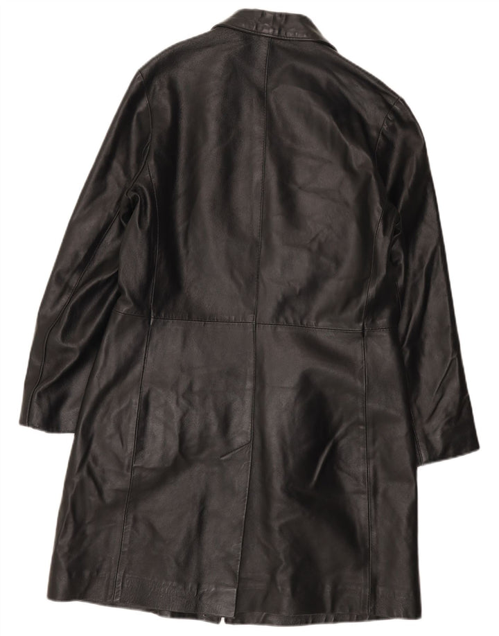 VINTAGE Womens Leather Coat IT 46 Large Black Leather