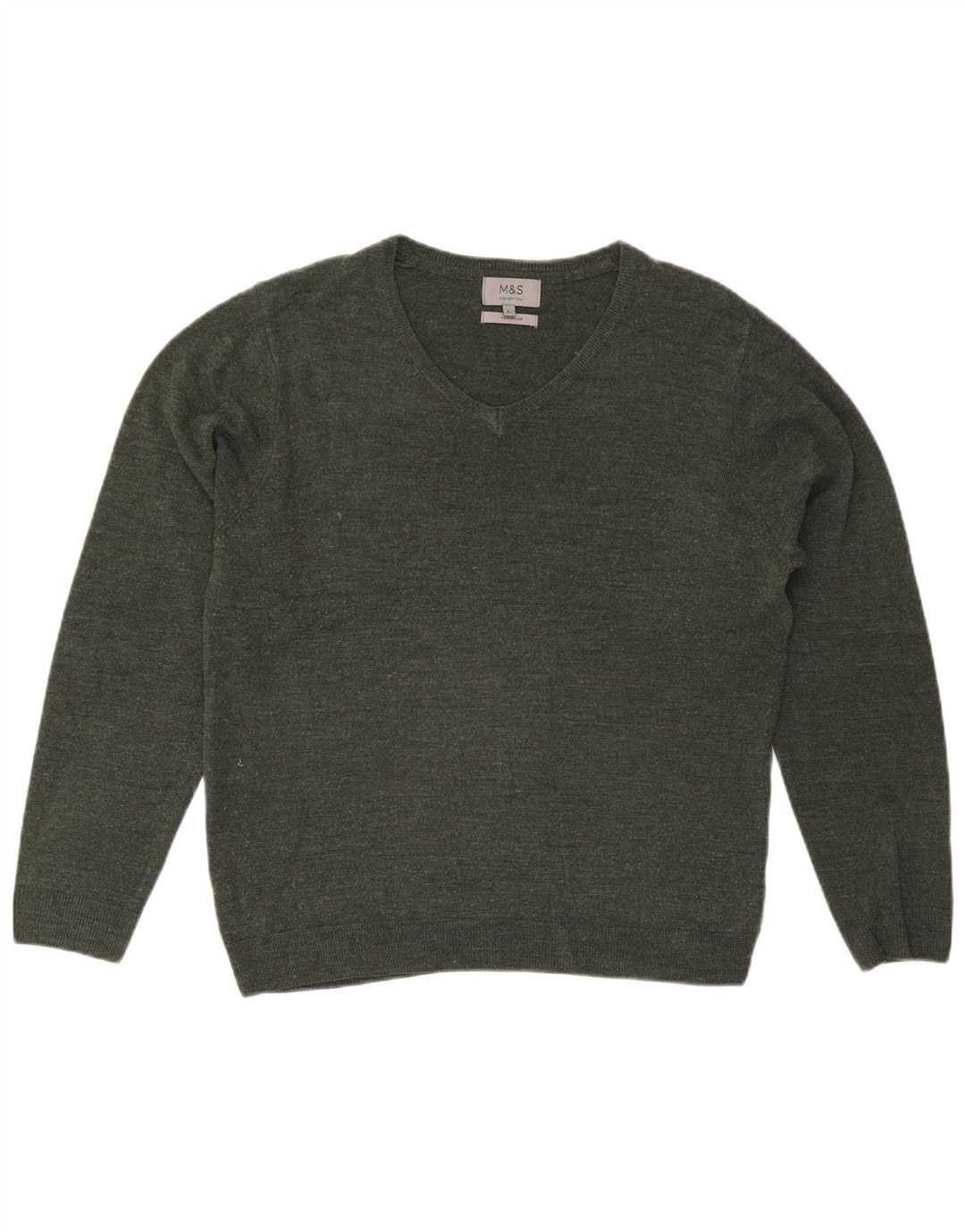 Marks & Spencer Mens V-Neck Jumper Sweater Large Green