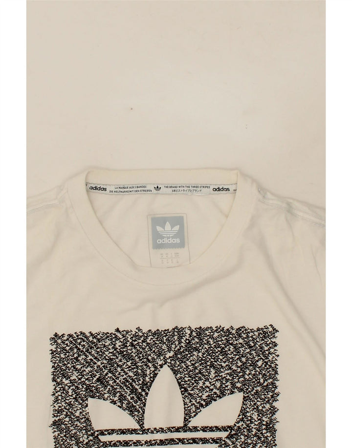 ADIDAS Mens Graphic T-Shirt Top Medium White Cotton Vintage Adidas and Second-Hand Adidas from Messina Hembry 