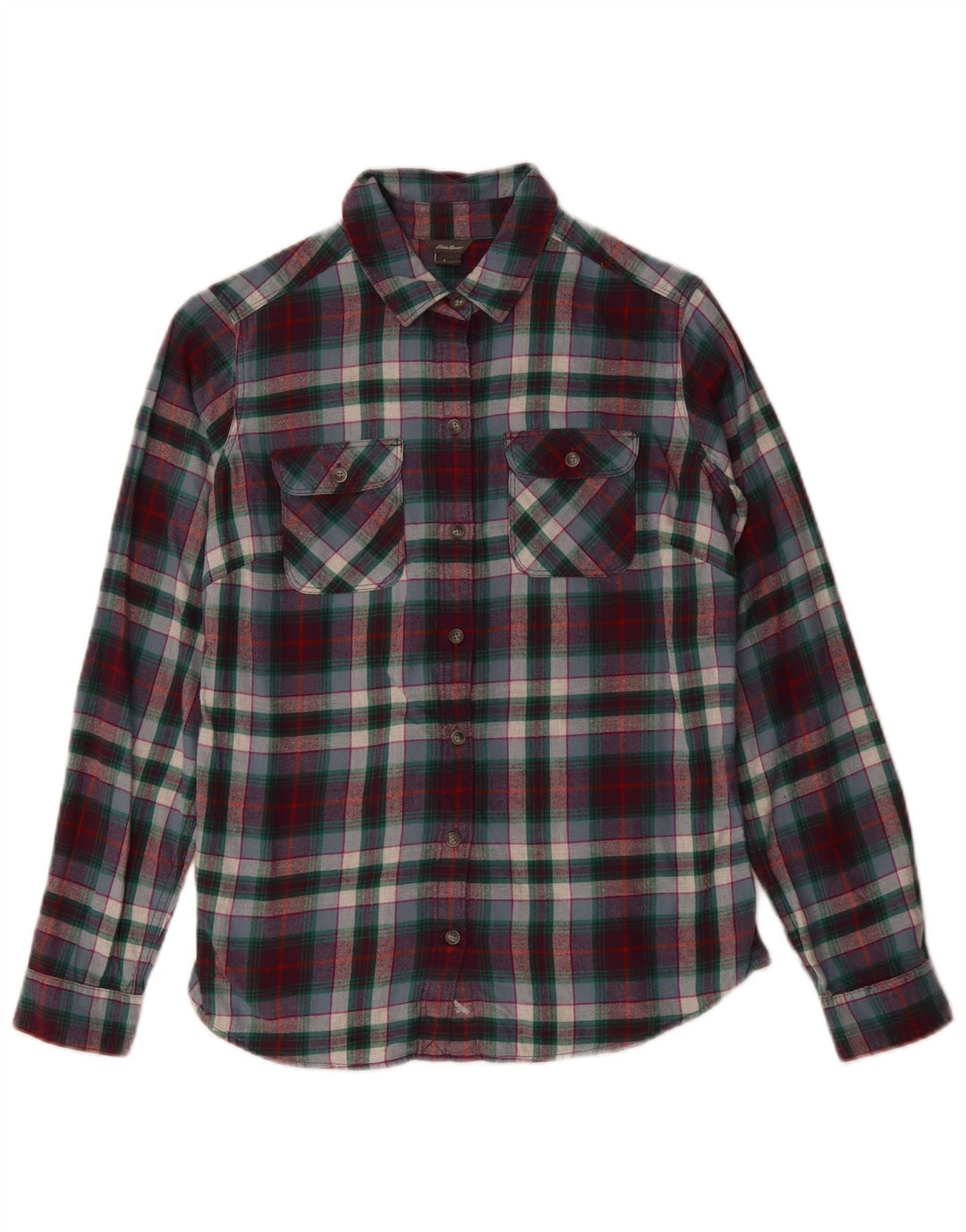 Eddie Bauer Womens Flannel Shirt UK 10 Small Multicoloured Check Cotton