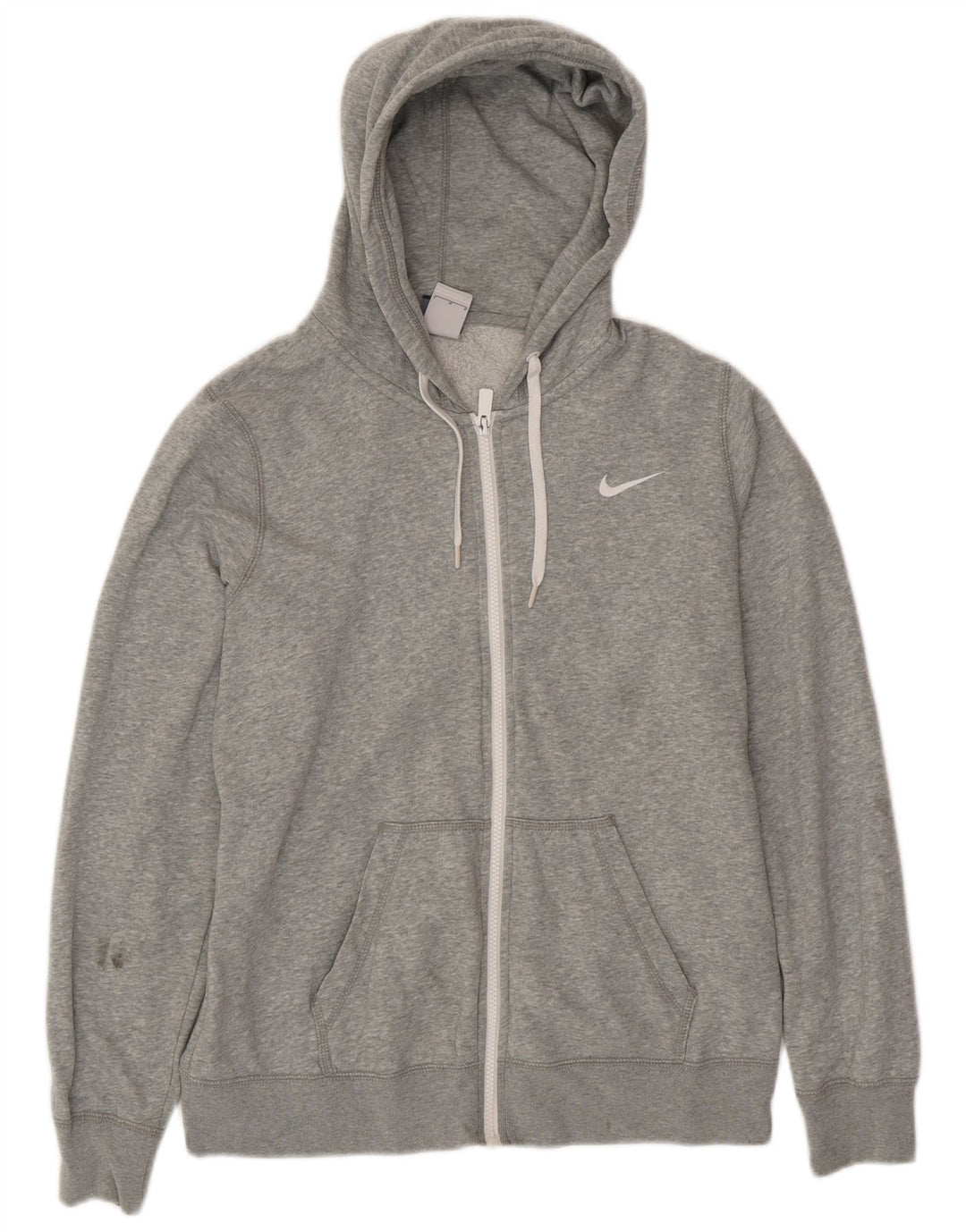 NIKE Womens Zip Hoodie Sweater UK 16 Large Grey Cotton
