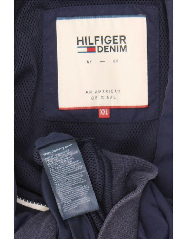 Tommy Hilfiger Mens Bomber Jacket UK 44 2XL Navy Blue Polyamide