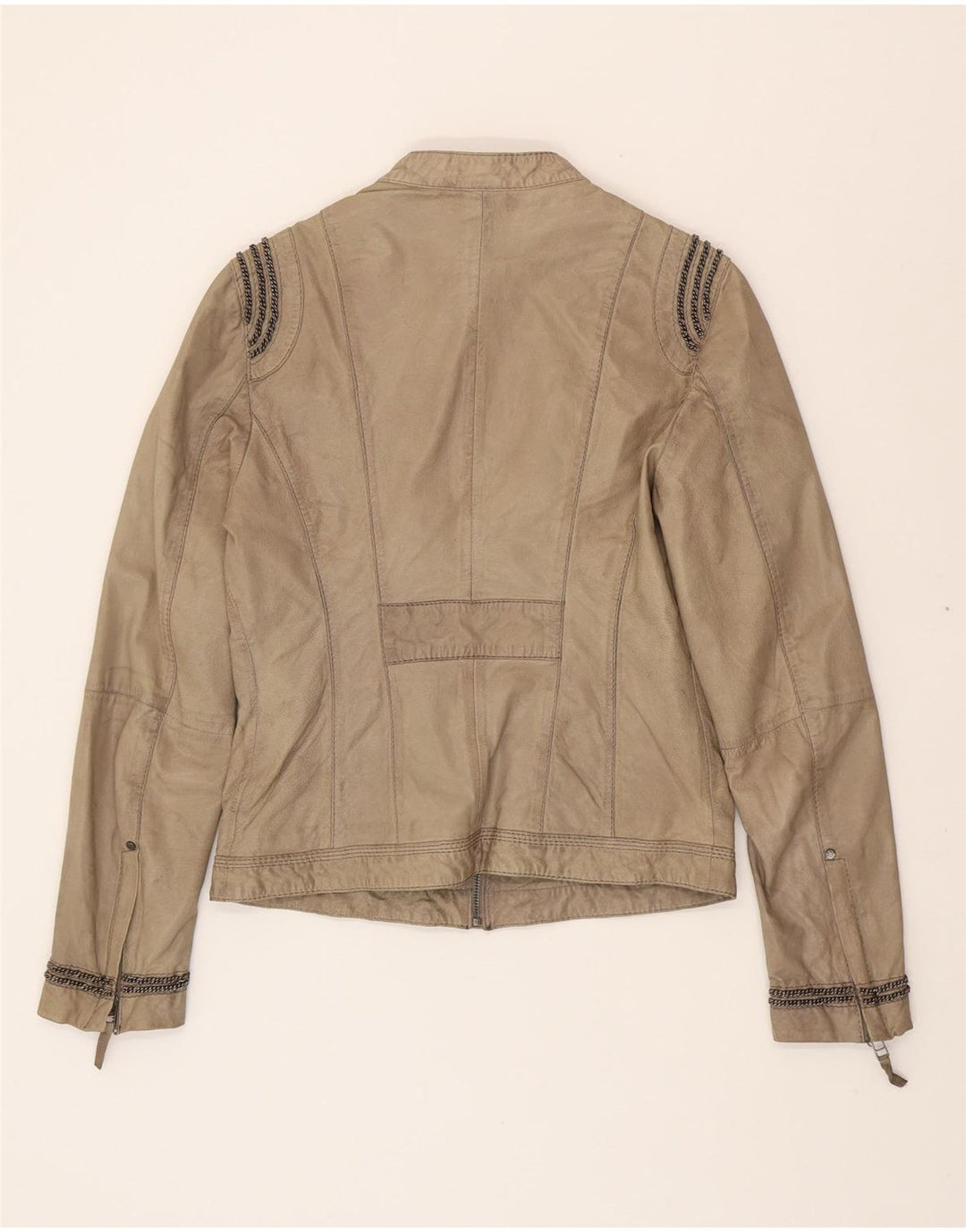 OAKWOOD Womens Bomber Leather Jacket UK 14 Large Grey Leather Vintage Oakwood and Second-Hand Oakwood from Messina Hembry 