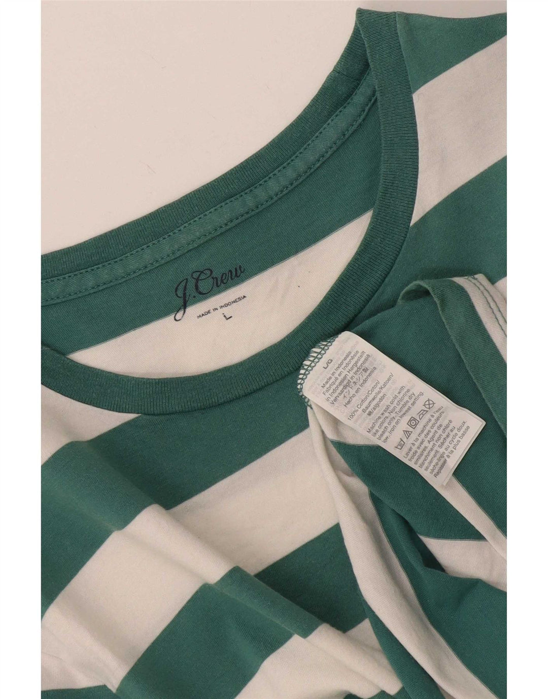 J. Crew Mens T-Shirt Top Large Green Striped Cotton