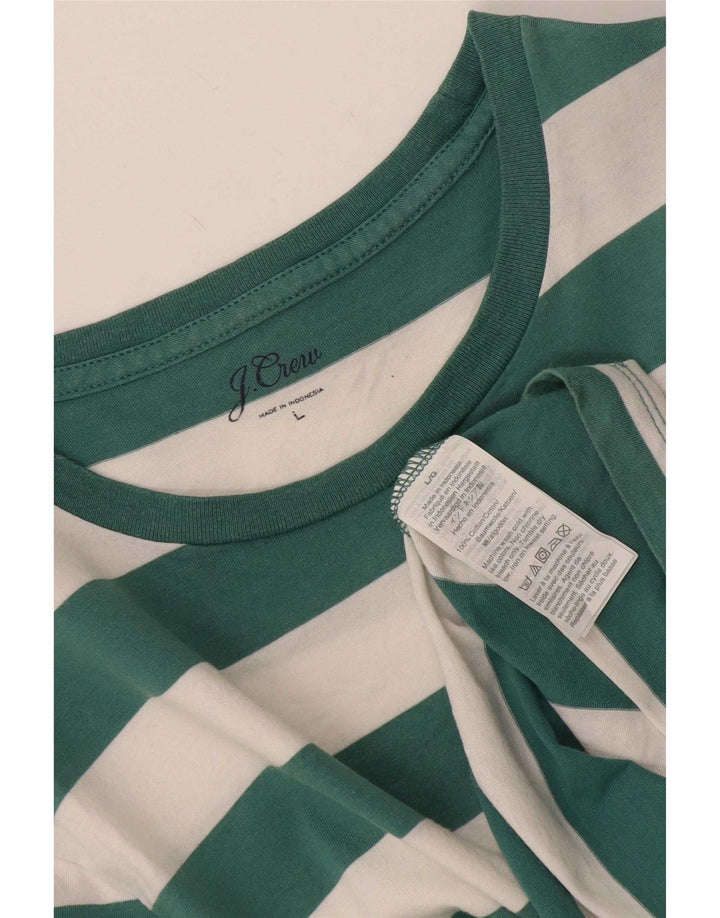 J. Crew Mens T-Shirt Top Large Green Striped Cotton