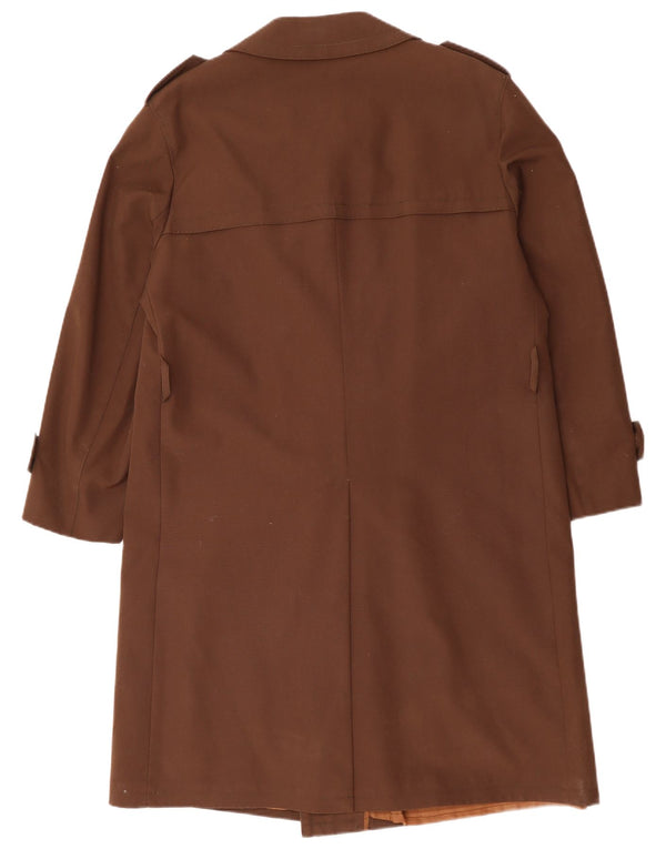 Vintage Mens Double Breasted Trench Coat UK 38 Medium Brown