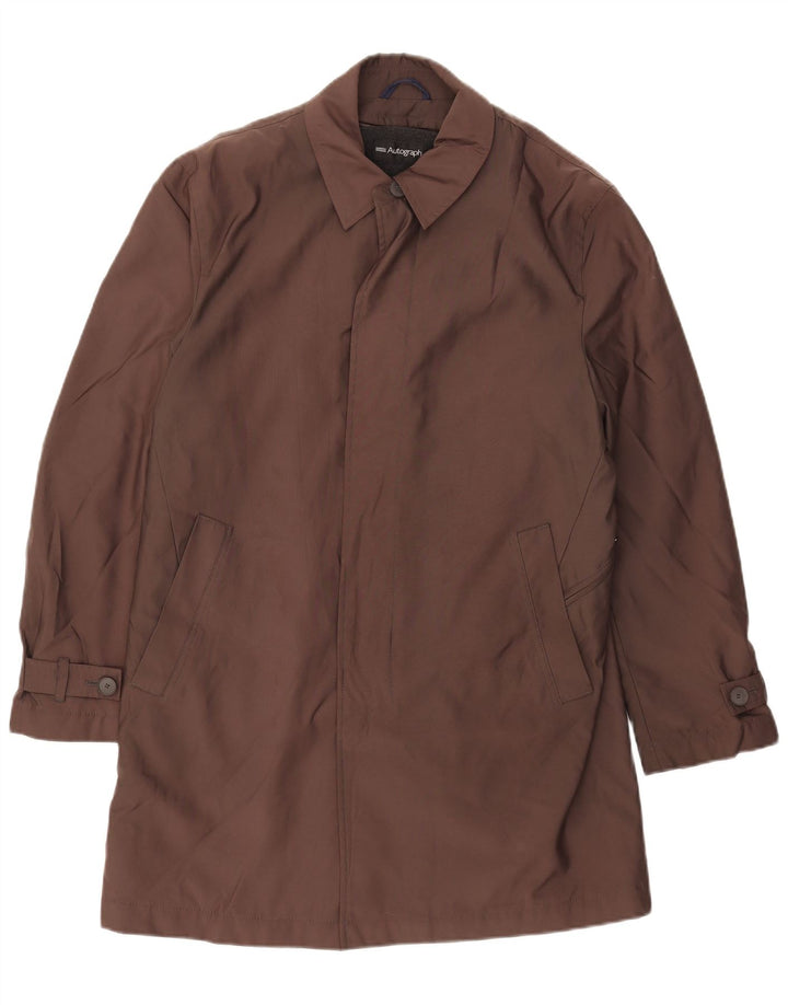 Marks & Spencer Mens Overcoat UK 36 Small Brown Polyester