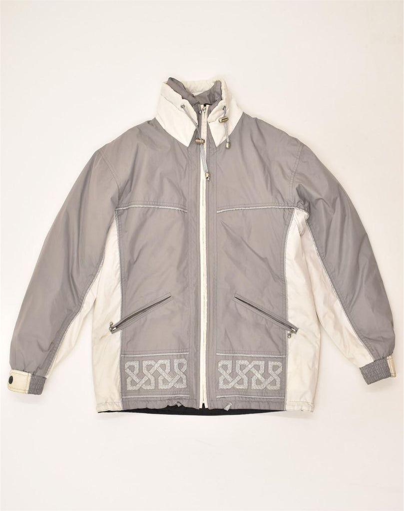 VINTAGE Womens Windbreaker Jacket EU 38 Medium Grey Colourblock Polyester | Vintage Vintage | Thrift | Second-Hand Vintage | Used Clothing | Messina Hembry 