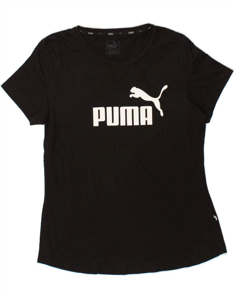 PUMA Womens Graphic T-Shirt Top UK 14 Medium Black Cotton | Vintage Puma | Thrift | Second-Hand Puma | Used Clothing | Messina Hembry 