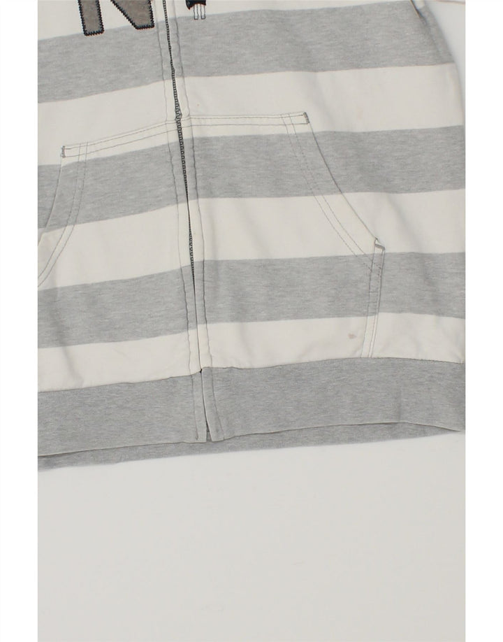 CHAMPION Boys Graphic Zip Hoodie Sweater 9-10 Years Medium Grey Striped Vintage Champion and Second-Hand Champion from Messina Hembry 