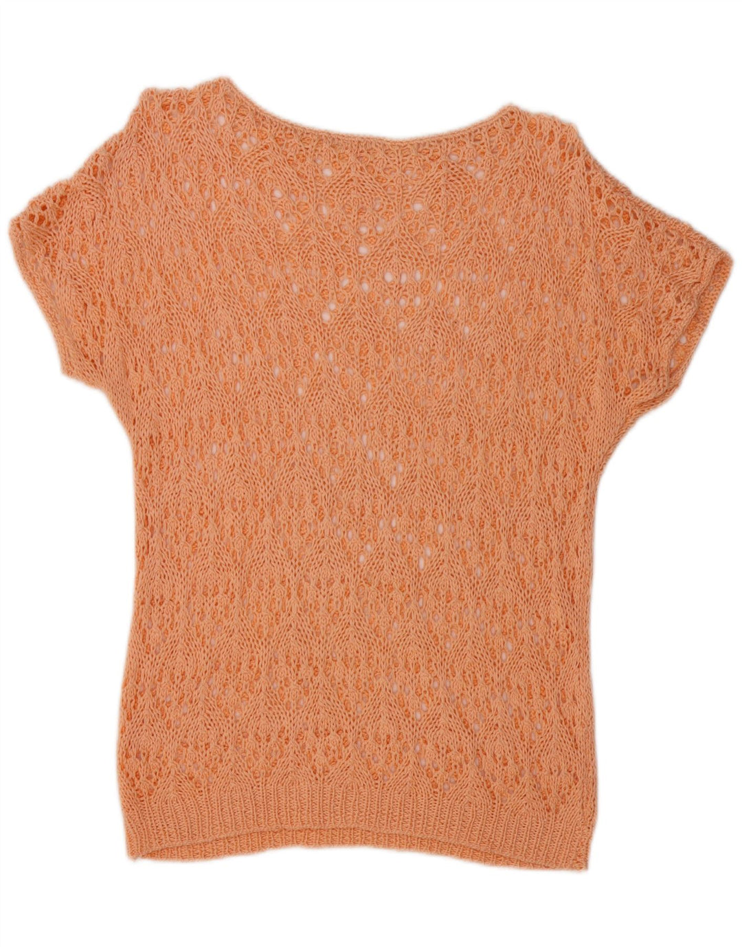 VINTAGE Womens Crochet Blouse Top UK 14 Medium Orange