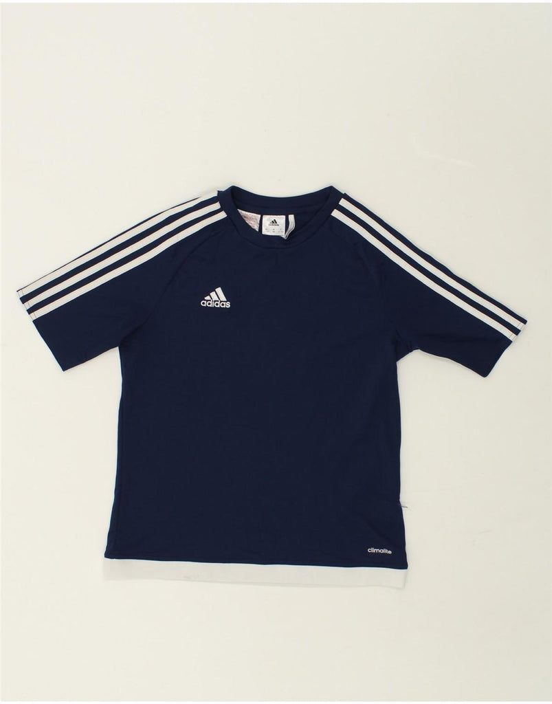 ADIDAS Boys Graphic T-Shirt Top 11-12 Years Navy Blue Polyester | Vintage Adidas | Thrift | Second-Hand Adidas | Used Clothing | Messina Hembry 