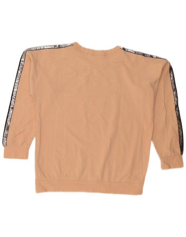 Champion Womens Graphic Sweatshirt Jumper UK 10 Small Beige Colourblock