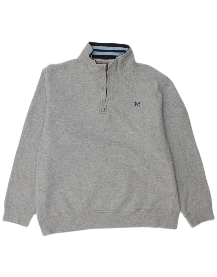 CREW CLOTHING Womens Zip Neck Sweatshirt Jumper UK 20 2XL Grey Cotton