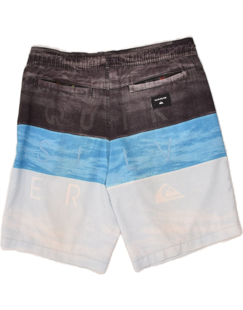 QUIKSILVER Mens Graphic Sport Shorts Medium Grey Colourblock Polyester | Vintage Quiksilver | Thrift | Second-Hand Quiksilver | Used Clothing | Messina Hembry 