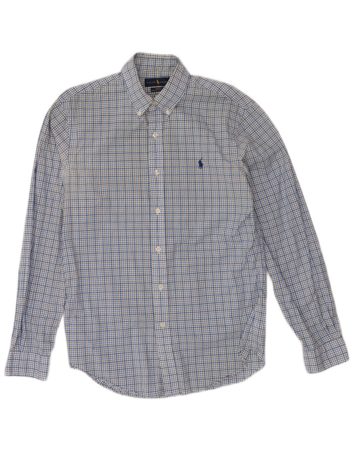 RALPH LAUREN Mens Slim Fit Shirt Medium Blue Check Cotton