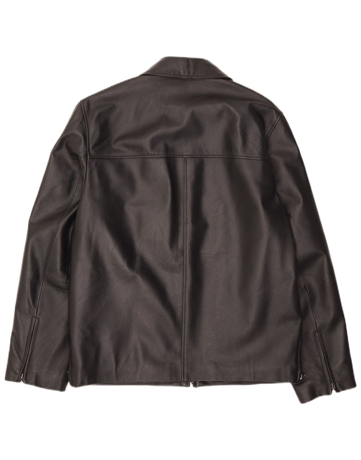 Conbipel Mens Leather Jacket IT 48 Medium Black Leather