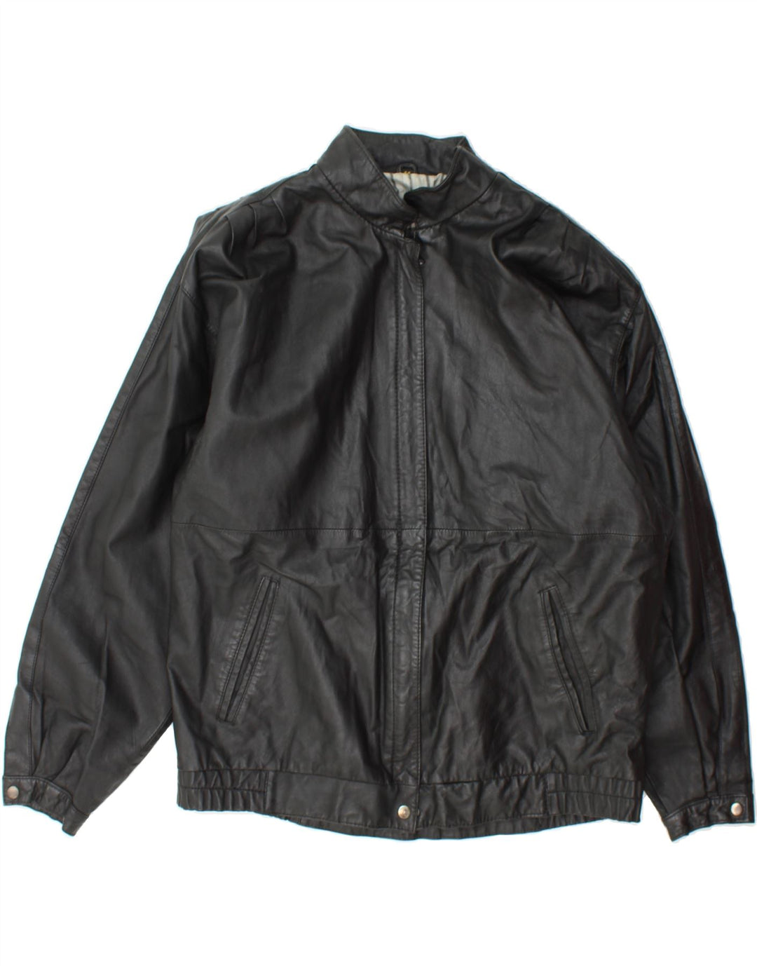 VINTAGE Womens Leather Jacket EU 44 XL Black Leather Vintage Vintage and Second-Hand Vintage from Messina Hembry 