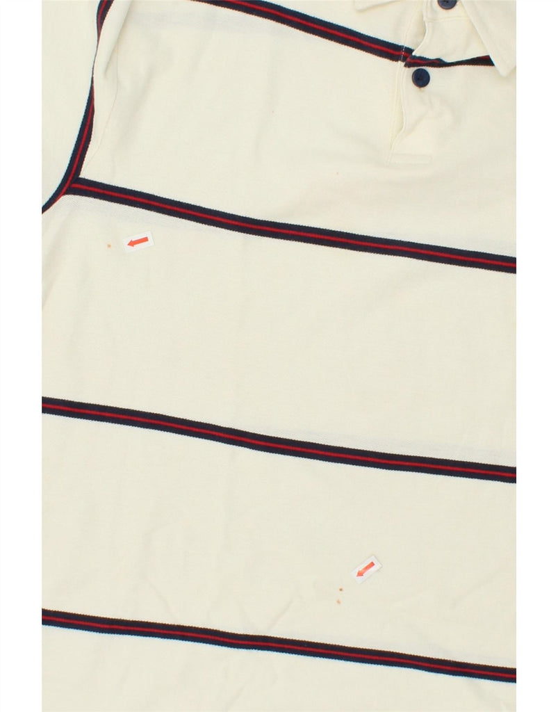 FILA Mens Polo Shirt IT 50 Medium Off White Striped Cotton Vintage Fila and Second-Hand Fila from Messina Hembry 