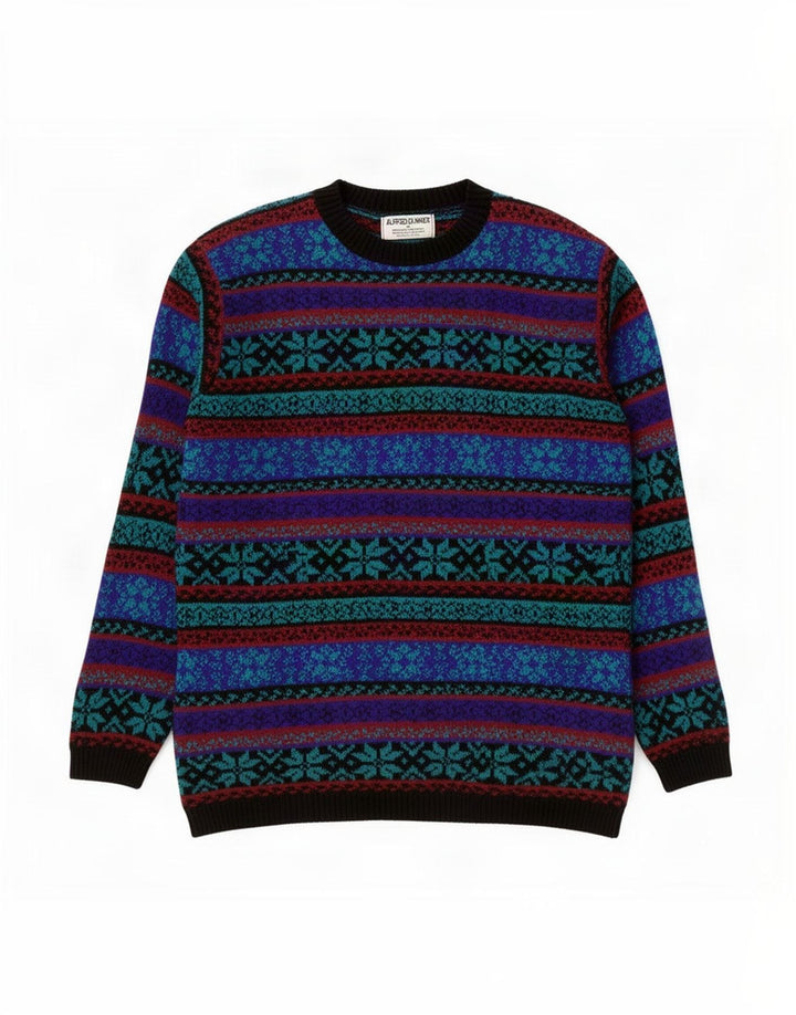 Alfred Dunner Mens Boat Neck Jumper Sweater Medium Multicoloured Fair Isle