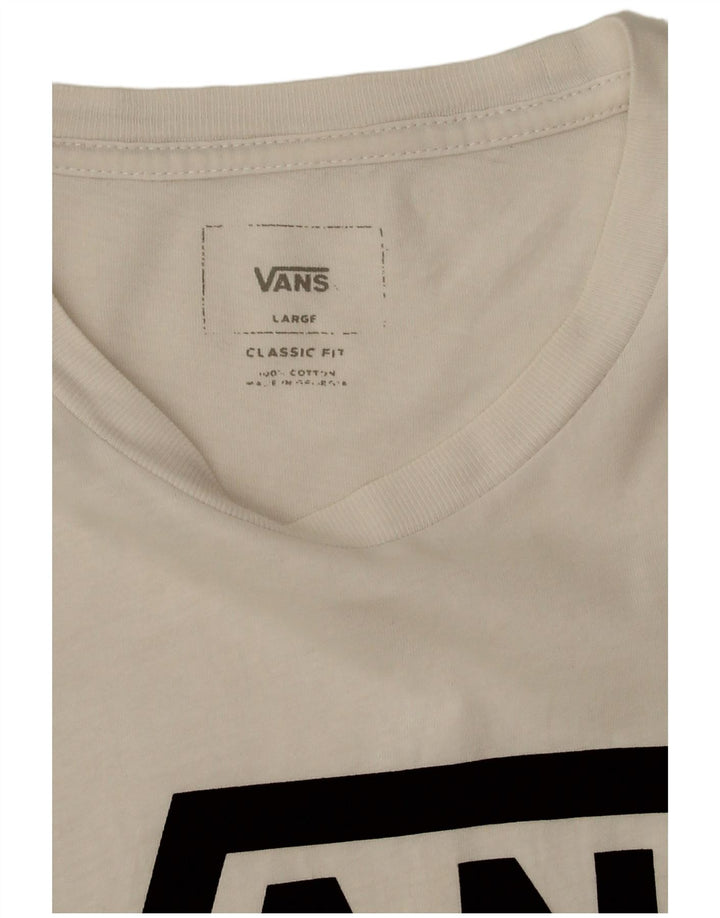 Vans Mens Classic Fit Graphic T-Shirt Top Large White Cotton