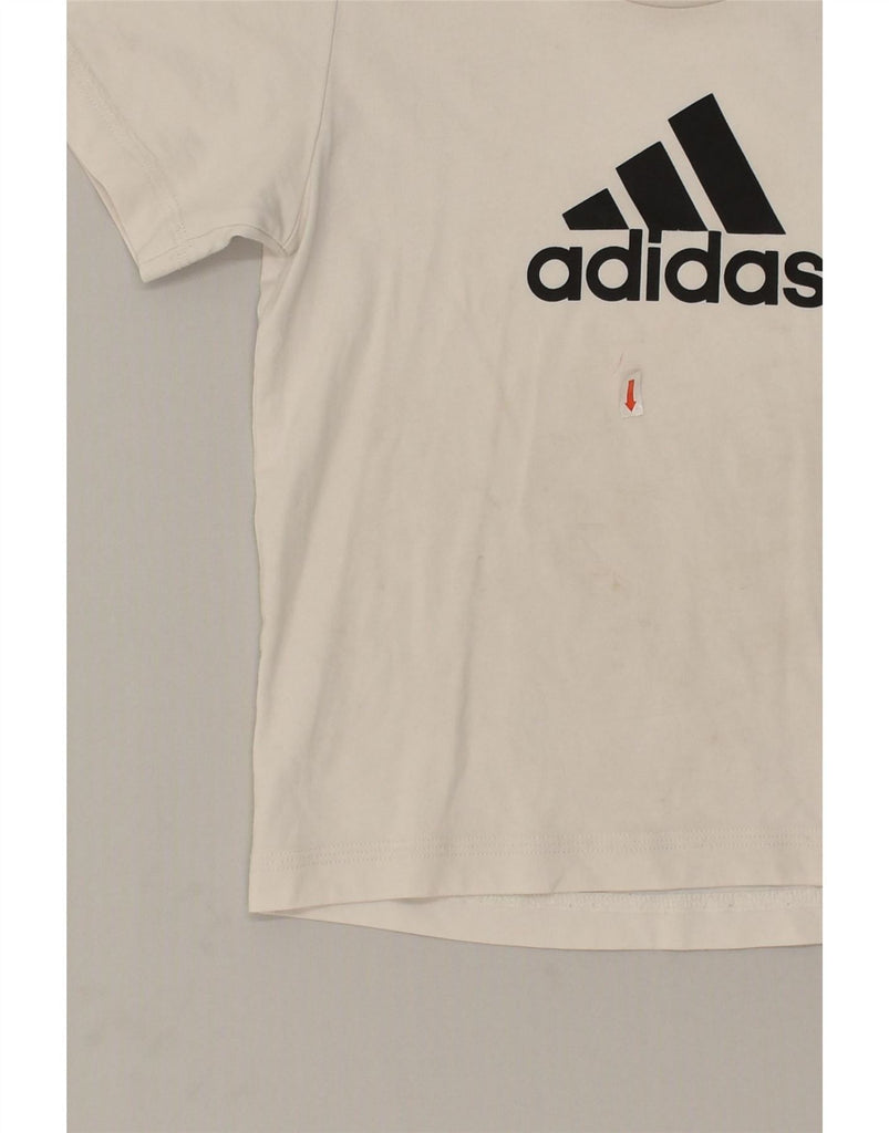 ADIDAS Boys Climalite Graphic T-Shirt Top 7-8 Years White Cotton Vintage Adidas and Second-Hand Adidas from Messina Hembry 