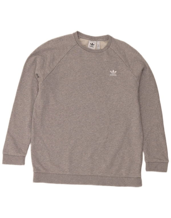 Adidas Mens Sweatshirt Jumper XL Grey Flecked Cotton