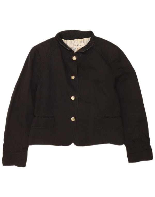 Zara Womens Crop Bomber Jacket UK 18 XL Black Cotton