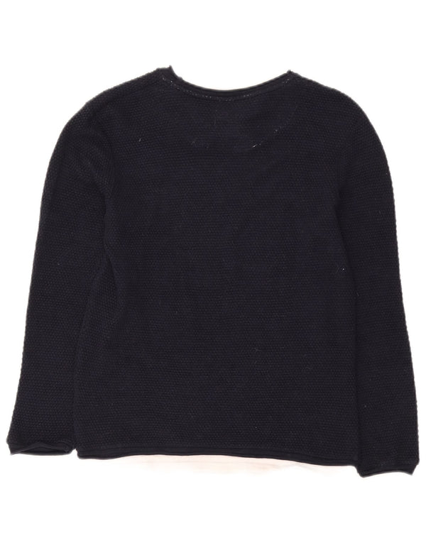 Zara Mens Crew Neck Jumper Sweater Medium Navy Blue