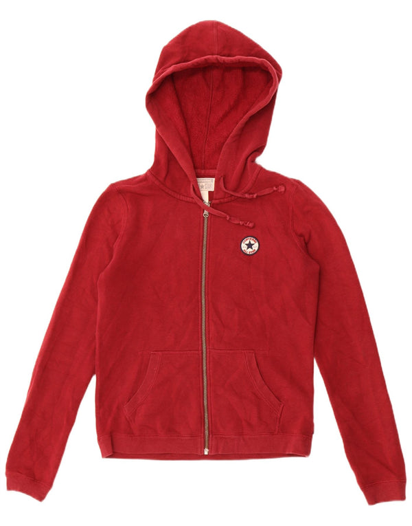 Converse Womens Chuck Taylor Zip Hoodie Sweater UK 10 Small Maroon Cotton