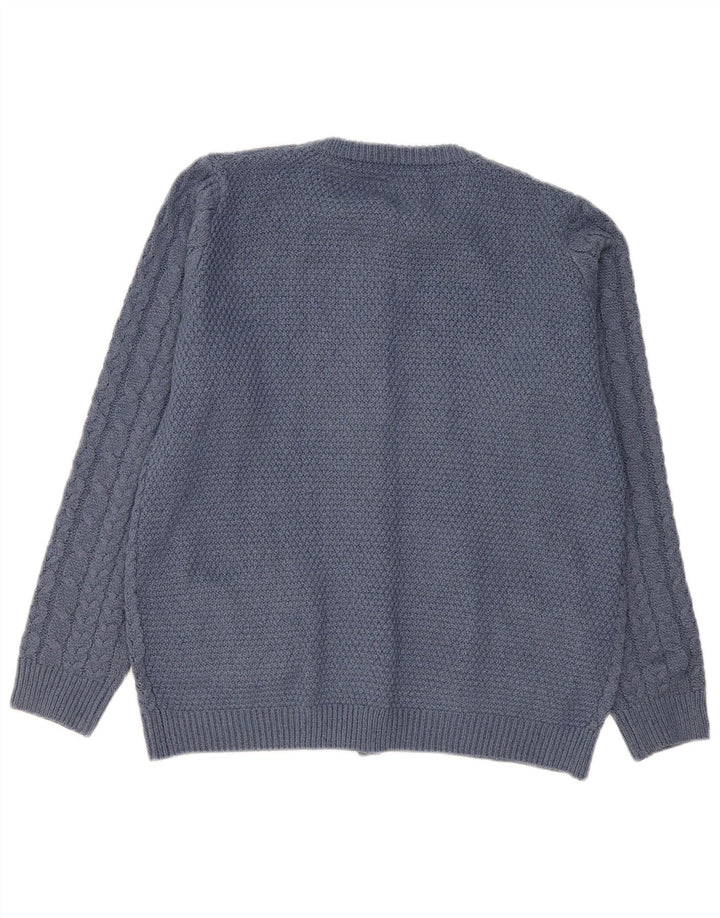 Vintage Womens Loose Fit Cardigan Sweater UK 14 Medium Blue Polyester