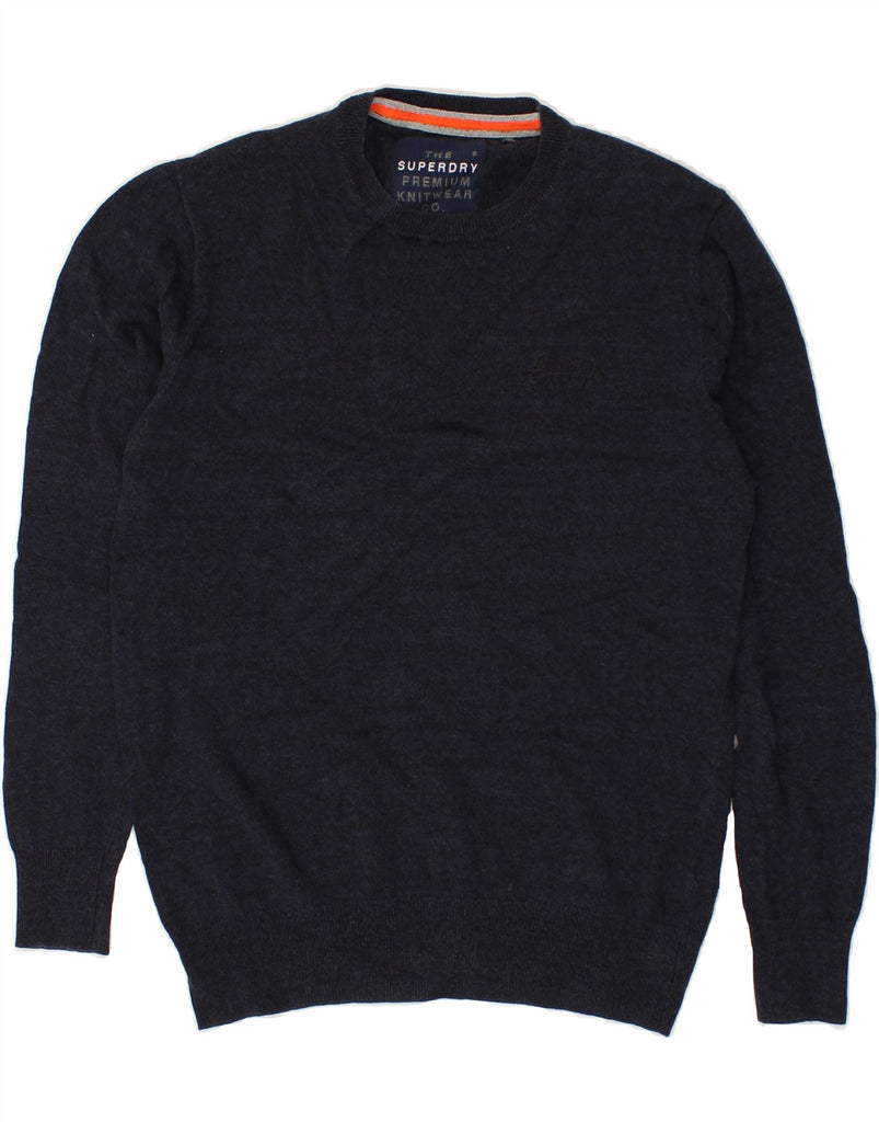 SUPERDRY Mens Crew Neck Jumper Sweater Medium Navy Blue Cotton | Vintage Superdry | Thrift | Second-Hand Superdry | Used Clothing | Messina Hembry 