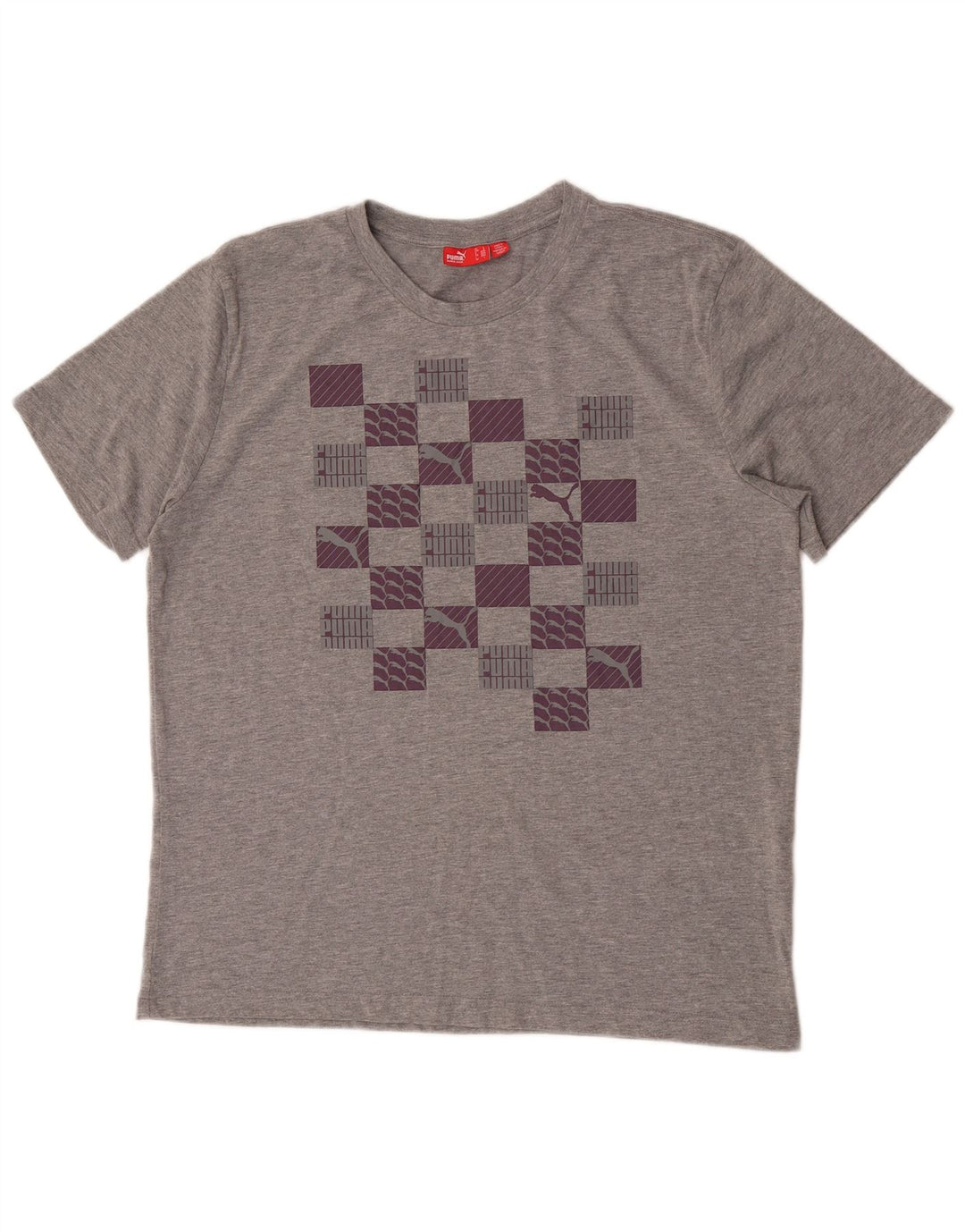 Puma Mens Graphic T-Shirt Top Large Grey Flecked Cotton