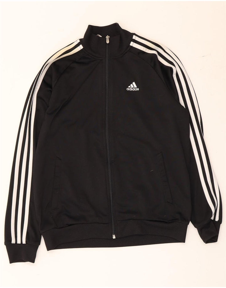 Adidas Boys Clima 365 Tracksuit Top Jacket 11-12 Years Black Polyester