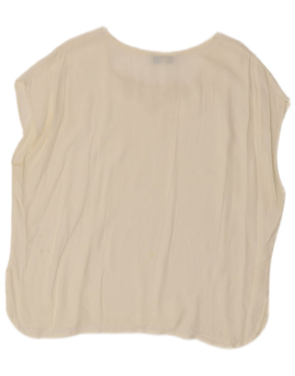Fiori di Chiara Womens Blouse Top IT 50 XL White Floral Acetate
