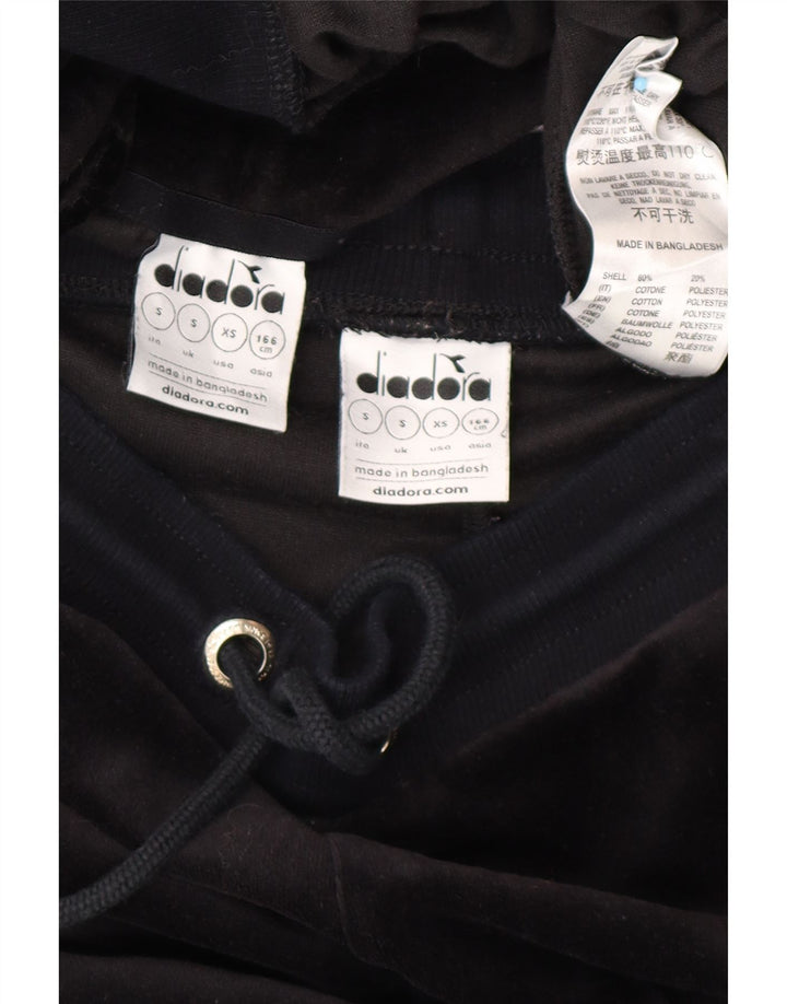 DIADORA Womens Oversized Velour Full Tracksuit UK 10 Small  Black