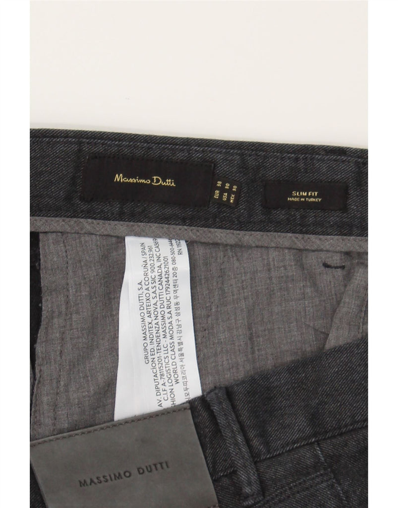 MASSIMO DUTTI Mens Slim Chino Trousers EU 38 Small W30 L27 Grey Polyester Vintage Massimo Dutti and Second-Hand Massimo Dutti from Messina Hembry 