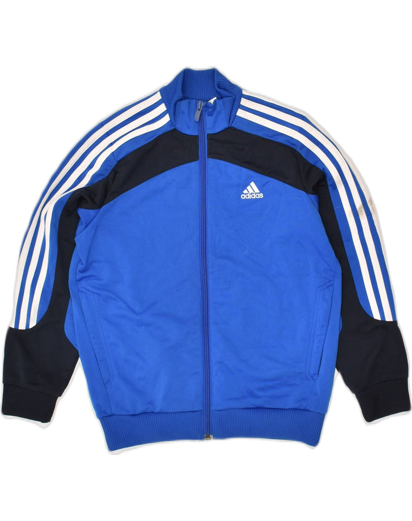 ADIDAS Boys Graphic Tracksuit Top Jacket 7-8 Years Blue Colourblock | Vintage Adidas | Thrift | Second-Hand Adidas | Used Clothing | Messina Hembry 