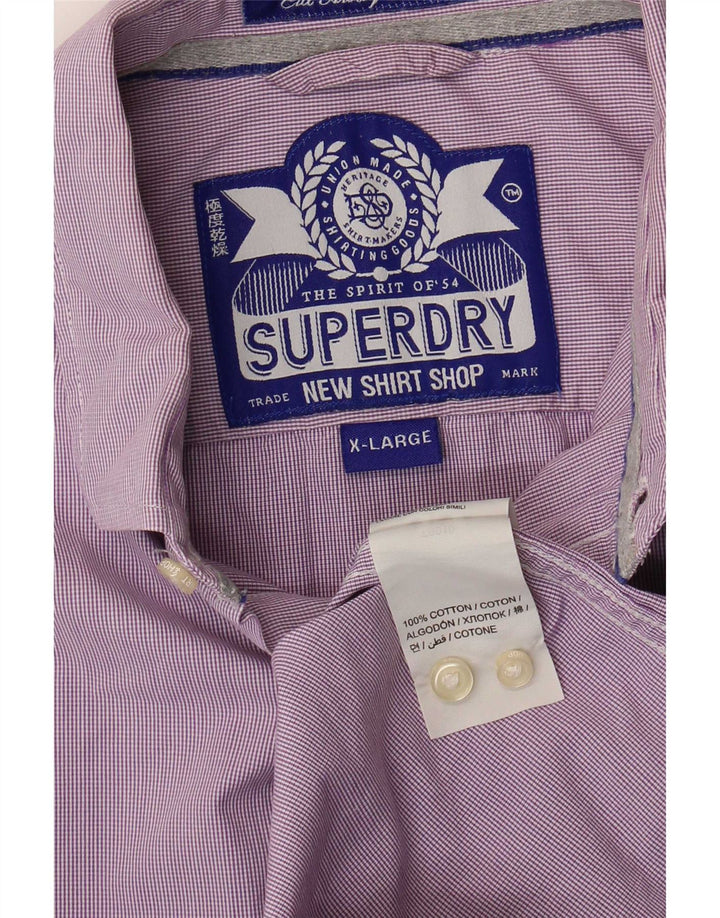 Superdry Mens Shirt XL Purple Gingham Cotton