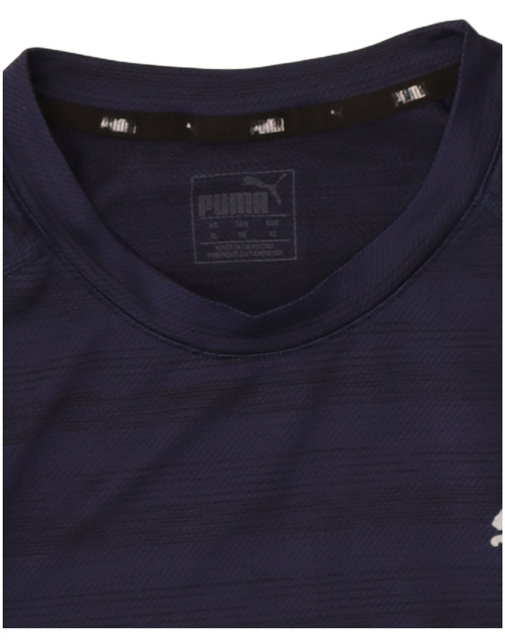 Puma Mens T-Shirt Top XL Navy Blue Striped
