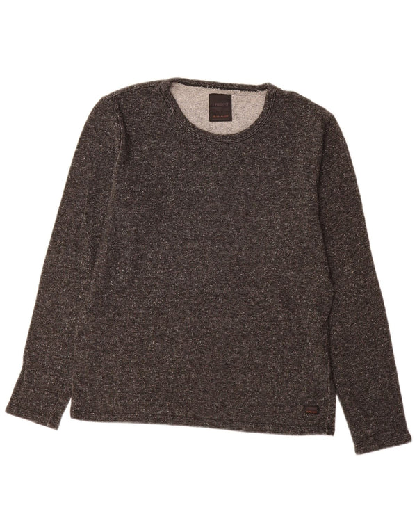 Vintage Mens Top Long Sleeve Large Grey Cotton