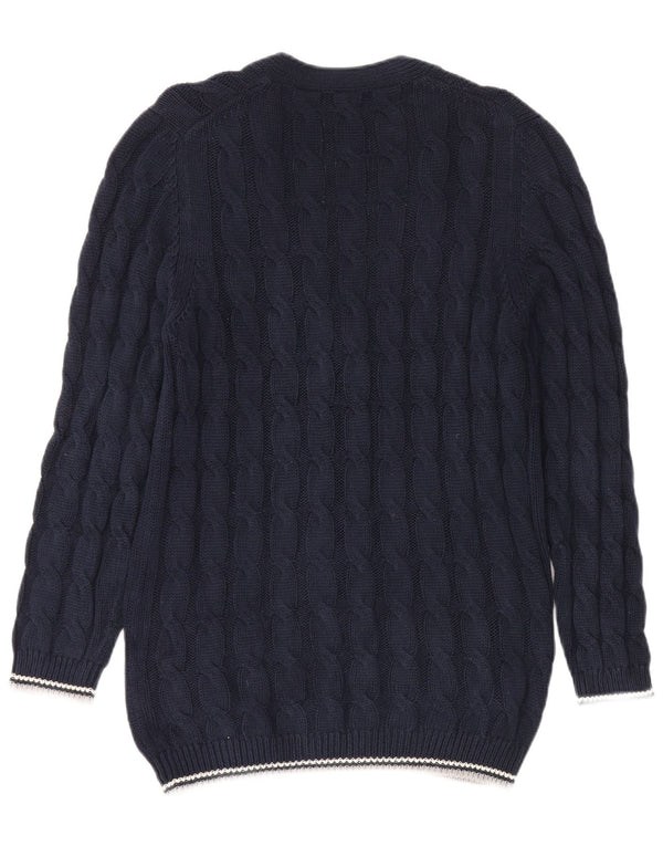 Fred Perry Womens Cardigan Sweater UK 14 Large Navy Blue Cotton Classic
