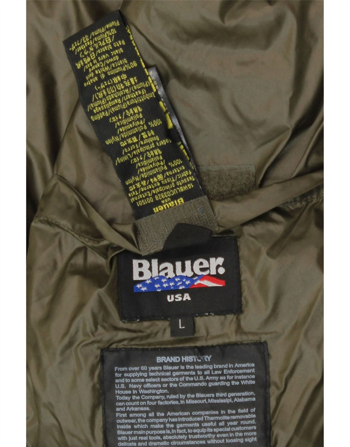 Blauer Mens Hooded Padded Jacket UK 40 Large Navy Blue Polyamide